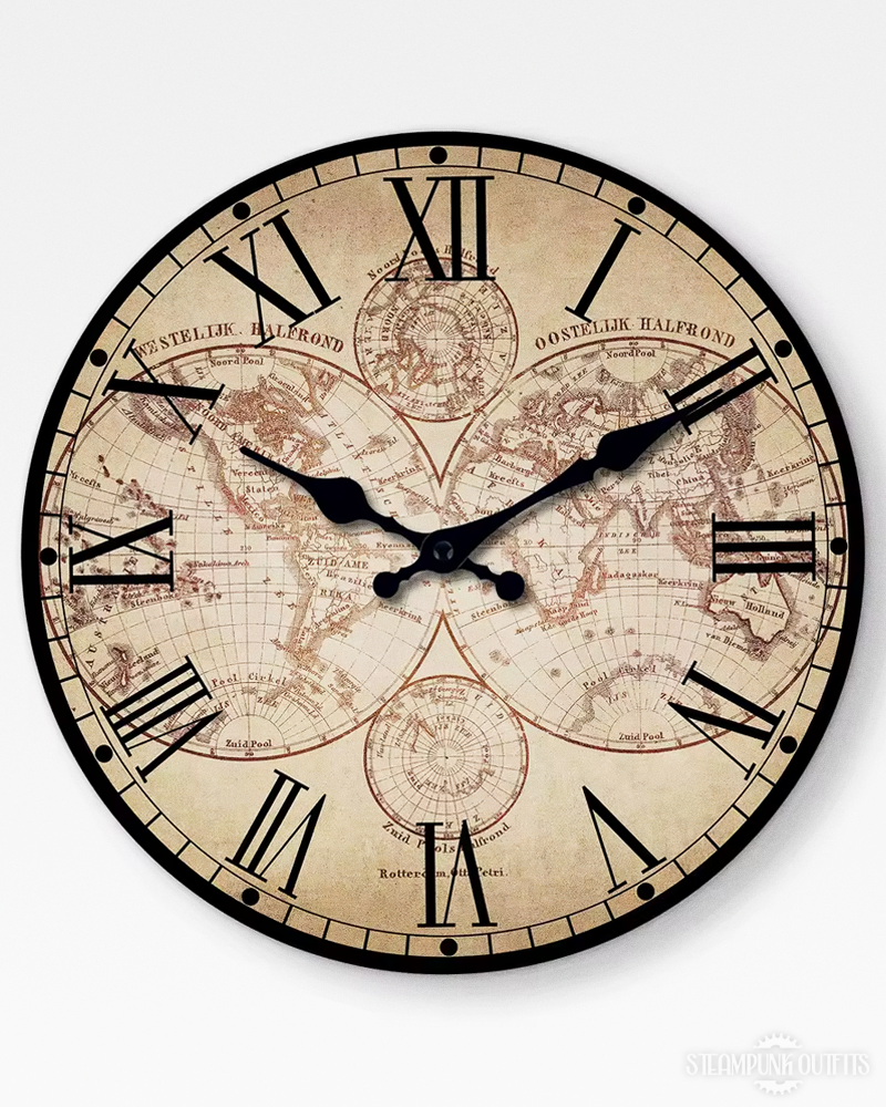 Antique Map Wall Clock