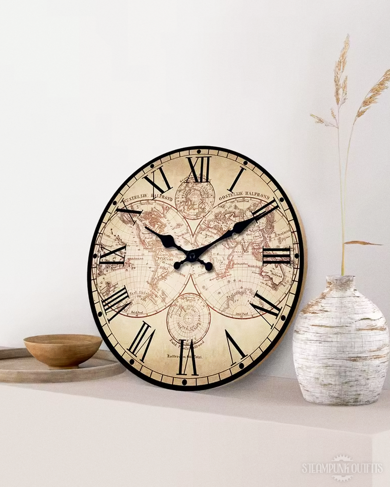 Antique Map Wall Clock