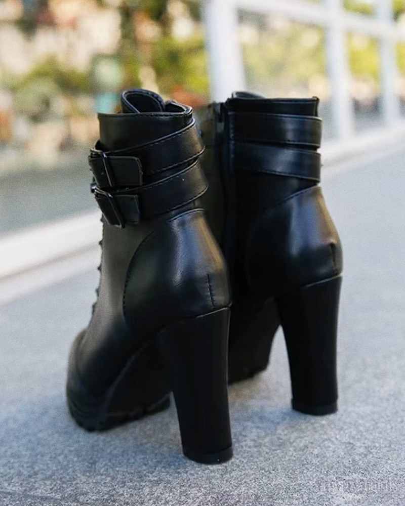 Black Steampunk Ankle Boots