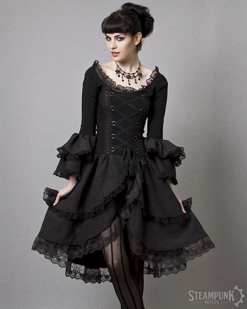 Black Steampunk Victorian Dress