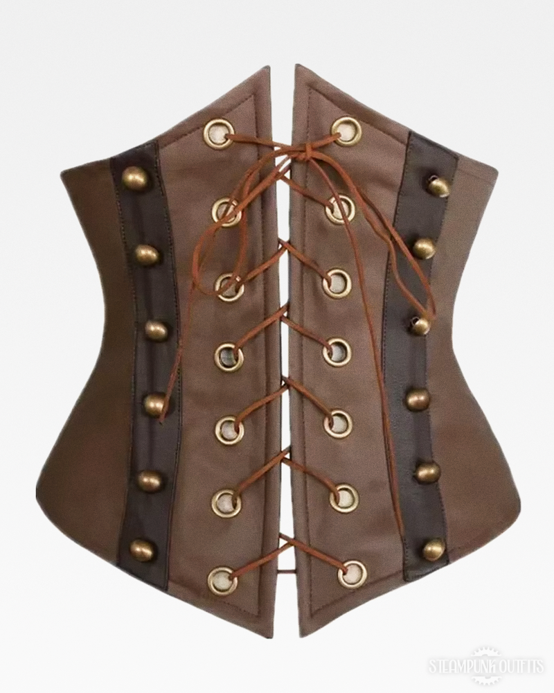 Brown Leather Steampunk Underbust Corset