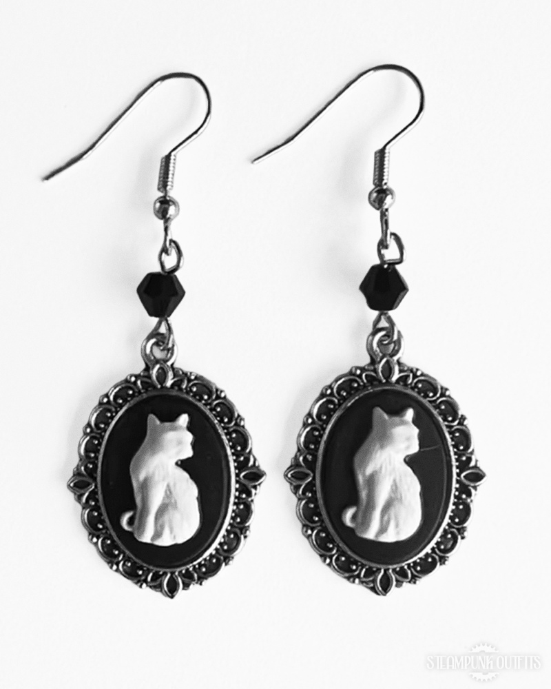 Cat Cameo Earrings