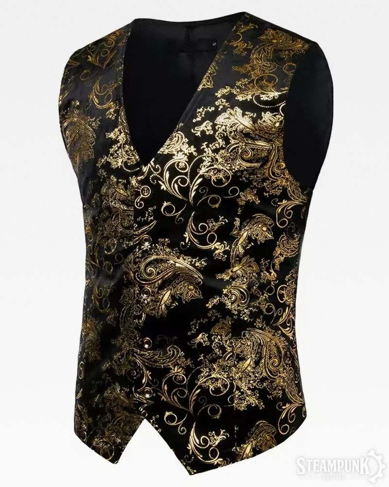Gold Brocade Steampunk Vest