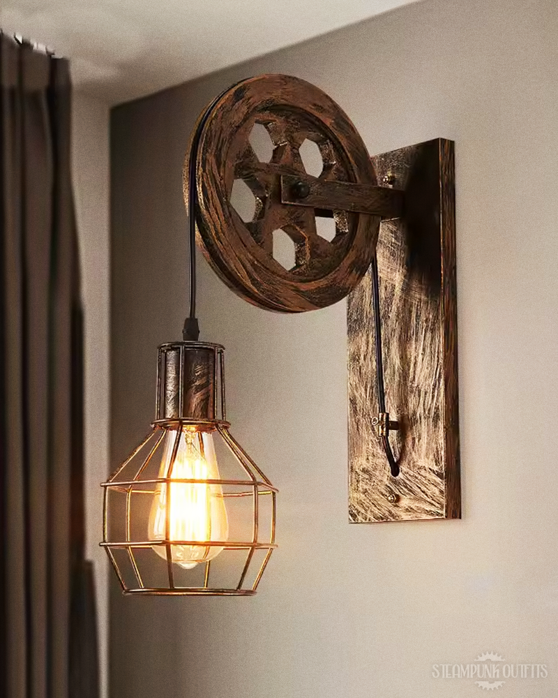 Industrial Pulley Wall Sconce