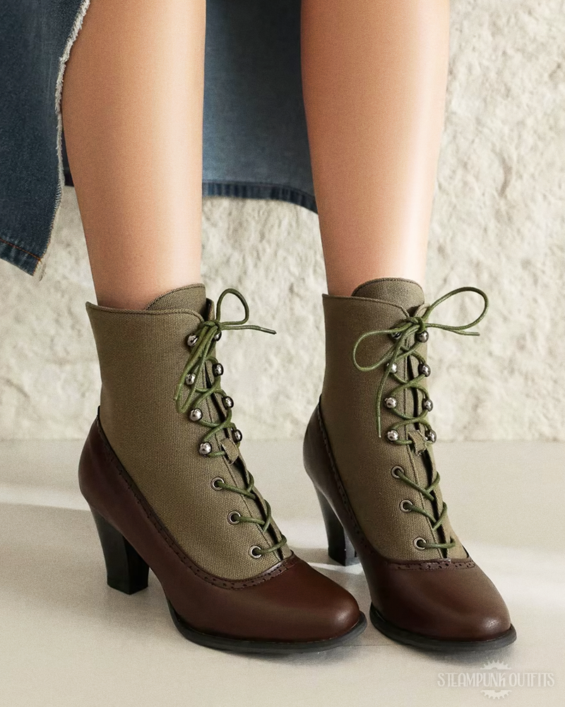 Lace Up Steampunk Ankle Boots