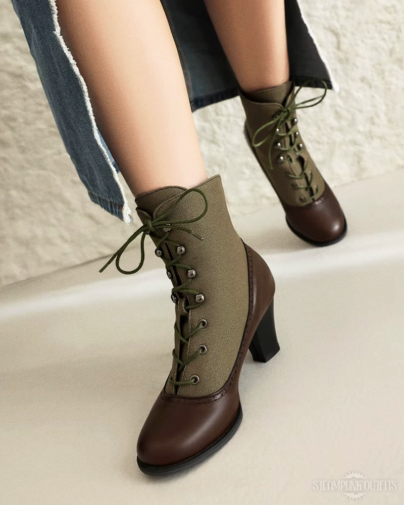 Lace Up Steampunk Ankle Boots