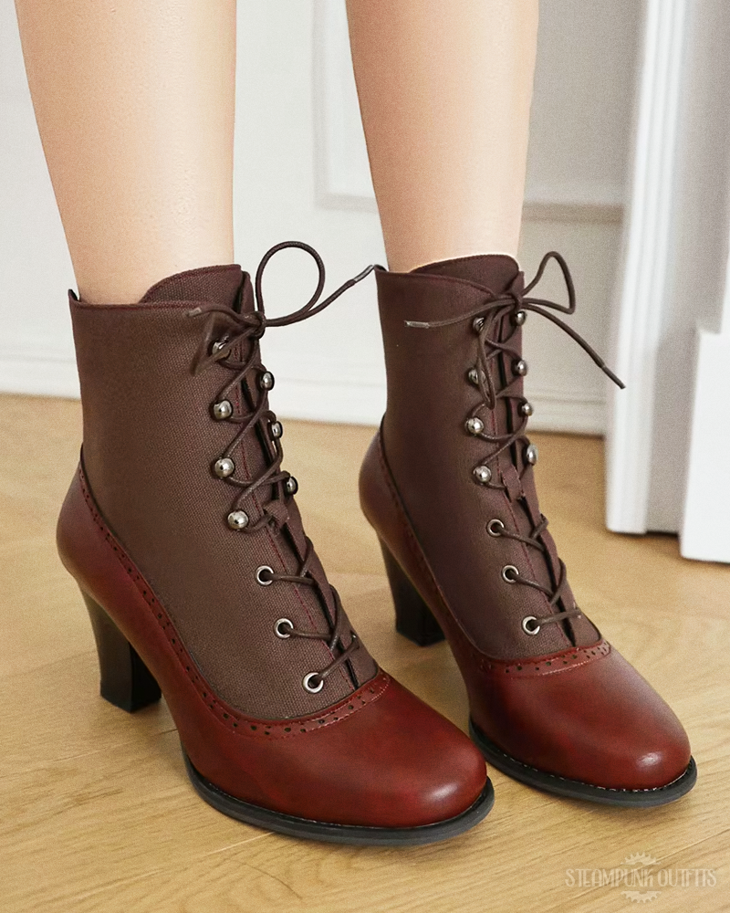 Lace Up Steampunk Ankle Boots