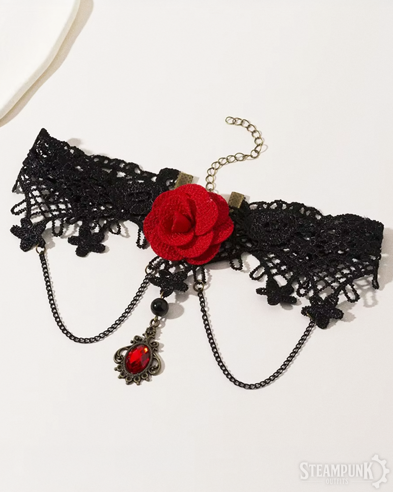 Red Rose Lace Choker