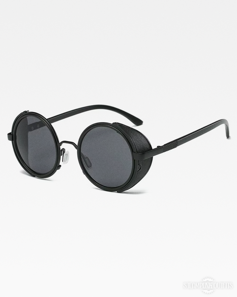 Round Sunglasses With Leather Side Shields