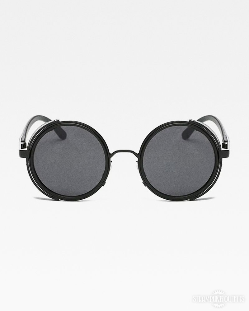 Round Sunglasses With Leather Side Shields