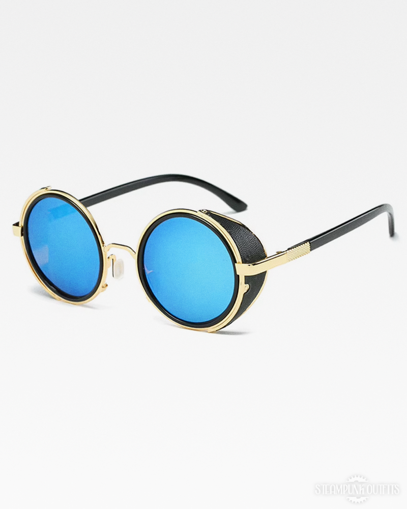 Round Sunglasses With Leather Side Shields