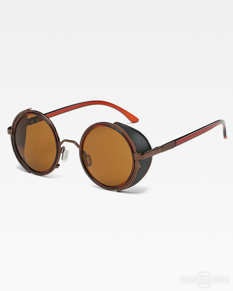 Round Sunglasses With Leather Side Shields