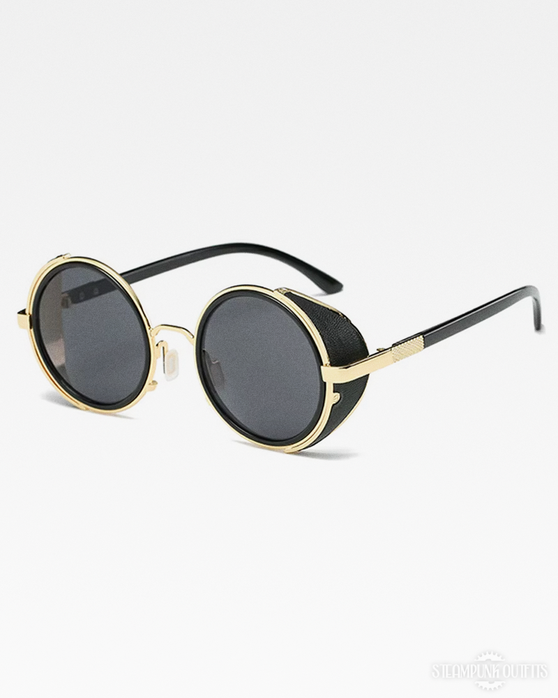 Round Sunglasses With Leather Side Shields