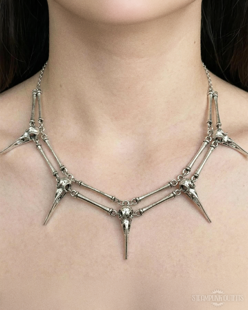 Steampunk Bird Skulls Necklace
