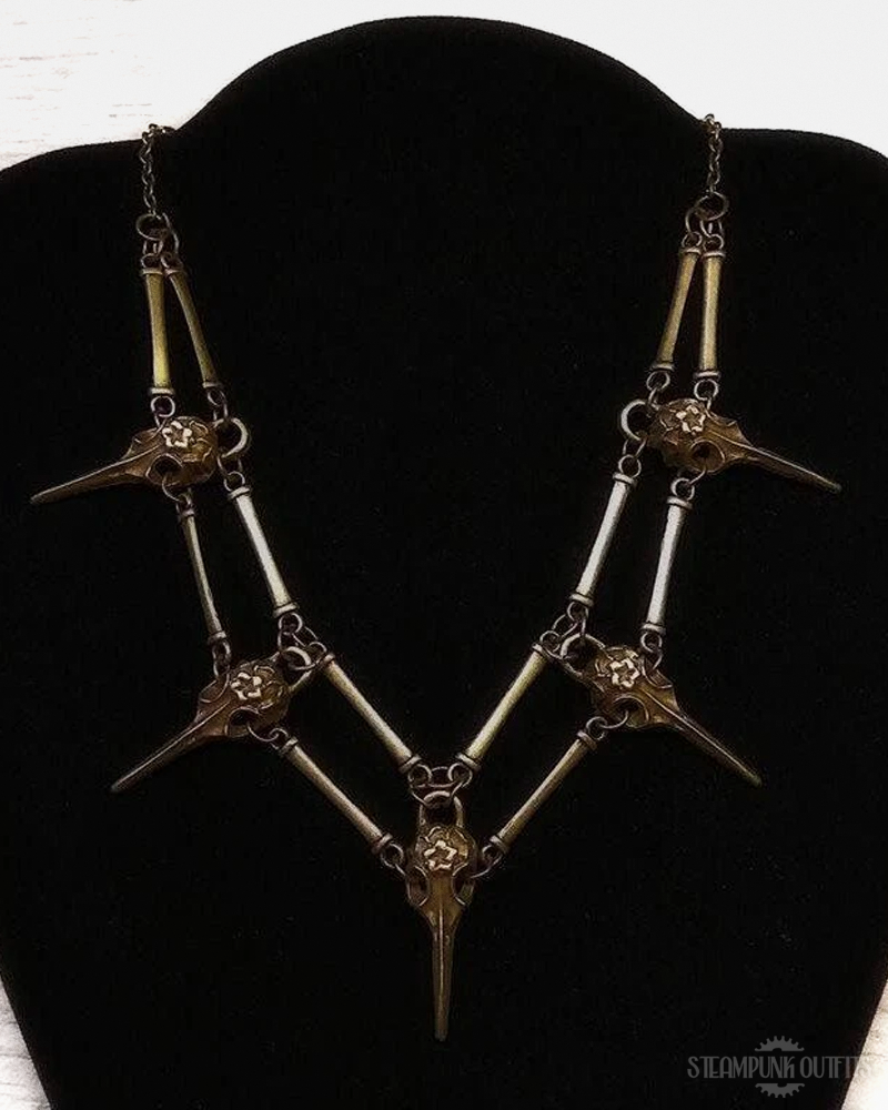 Steampunk Bird Skulls Necklace