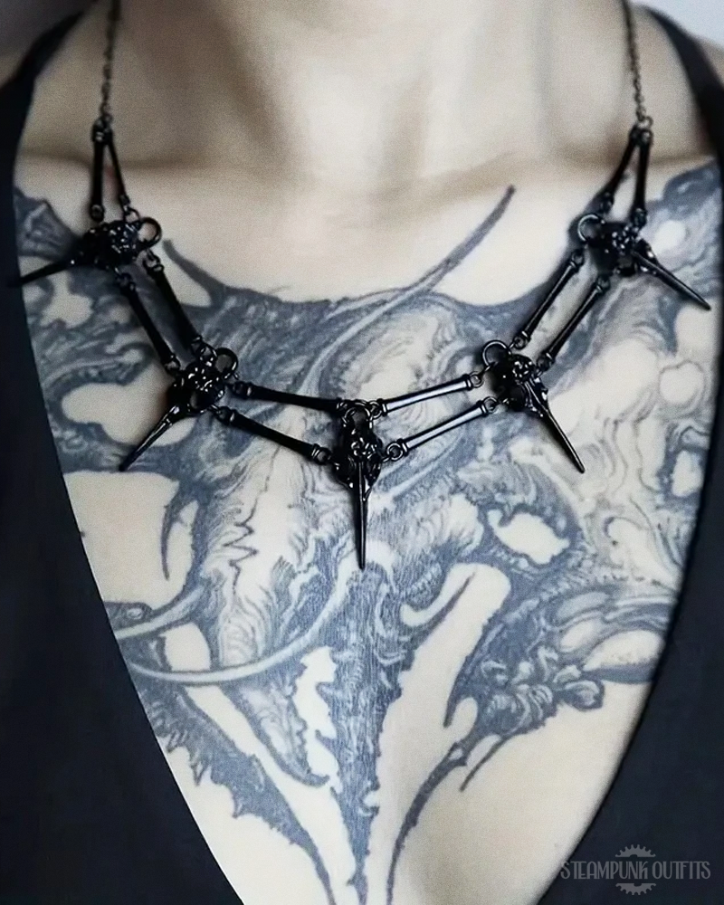 Steampunk Bird Skulls Necklace