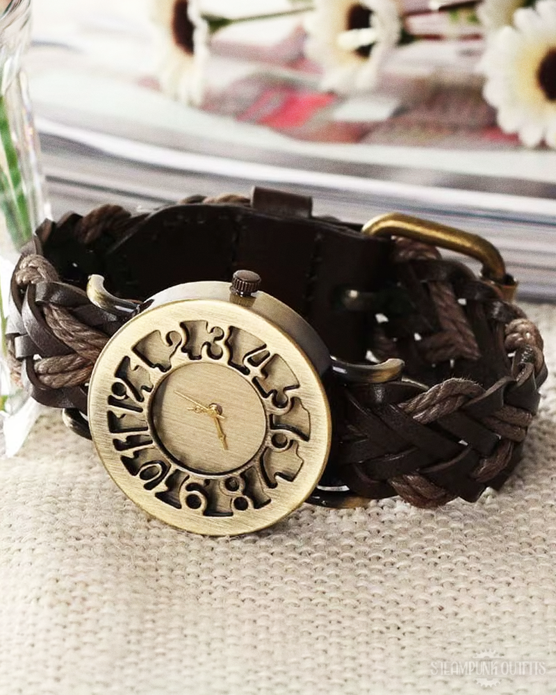 Steampunk Braided Leather Watch