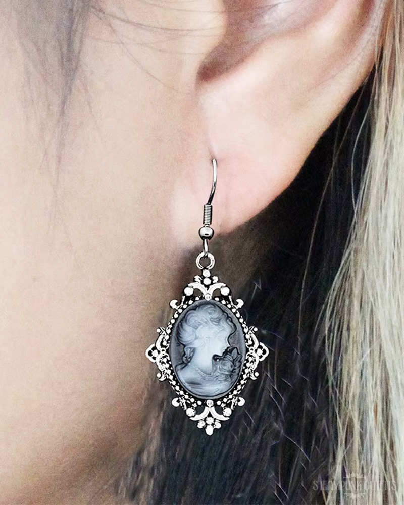 Steampunk Cameo Earrings