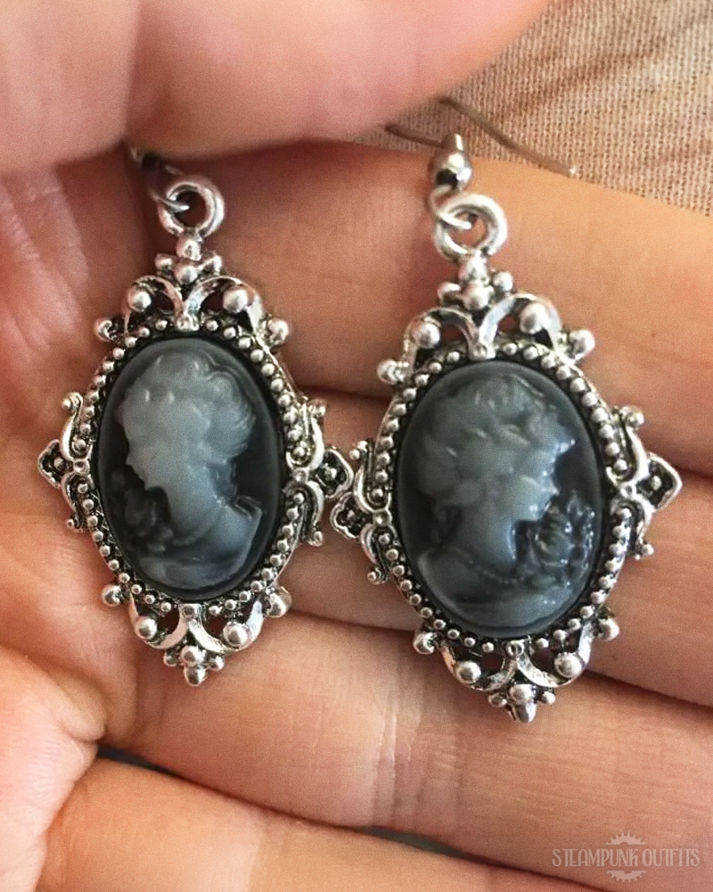 Steampunk Cameo Earrings