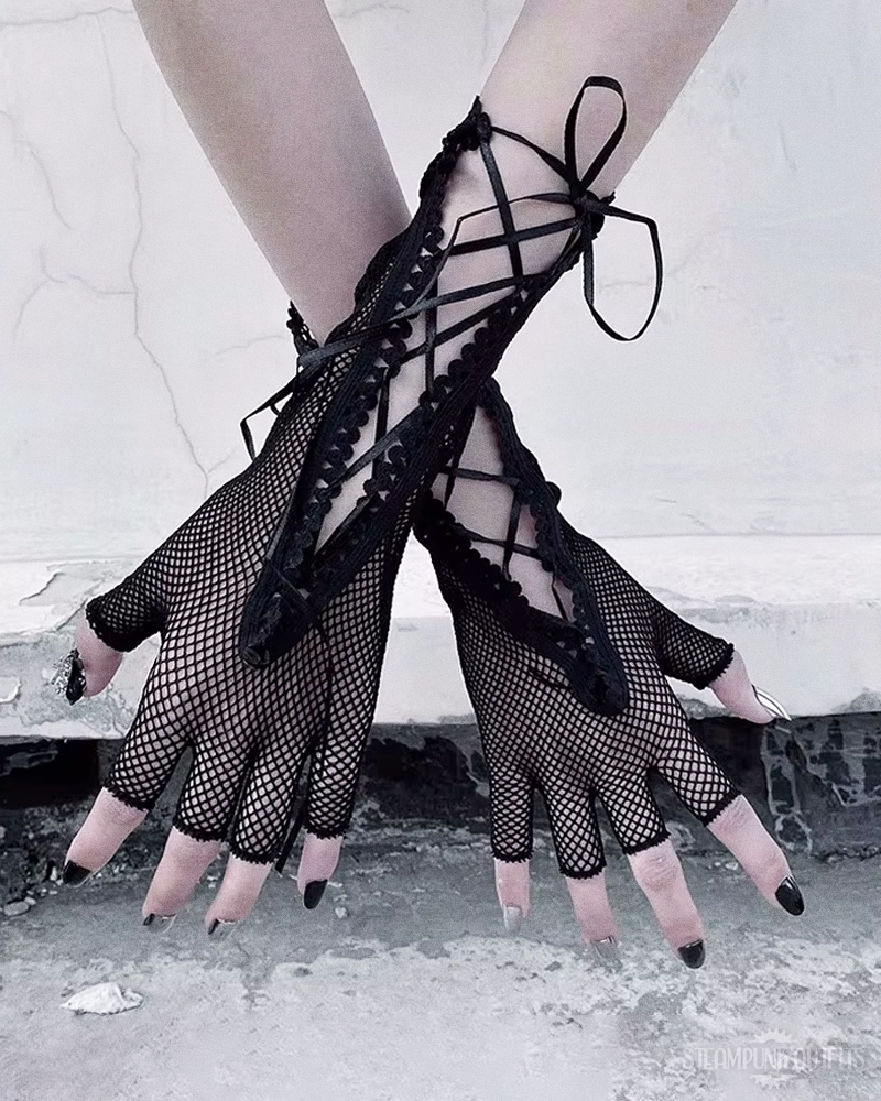 Steampunk Fishnet Gloves