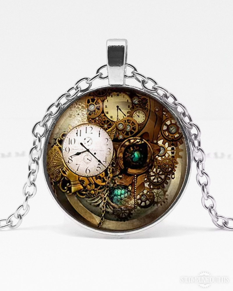 Steampunk Gears And Clocks Necklace
