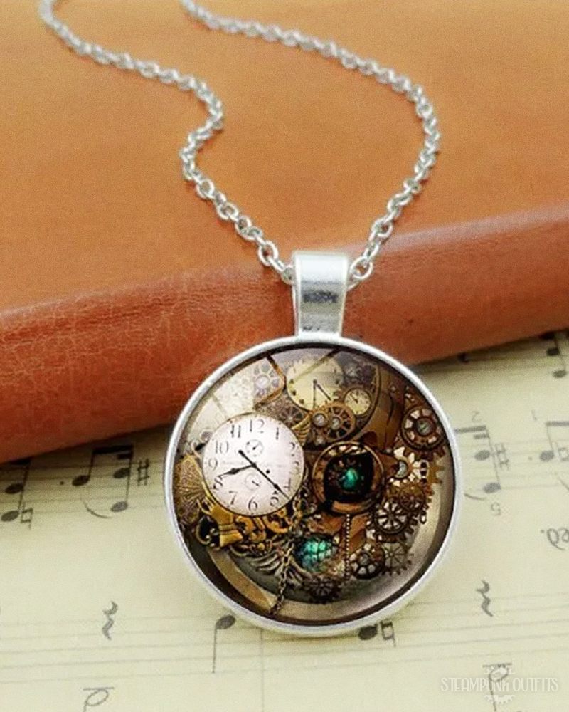 Steampunk Gears And Clocks Necklace