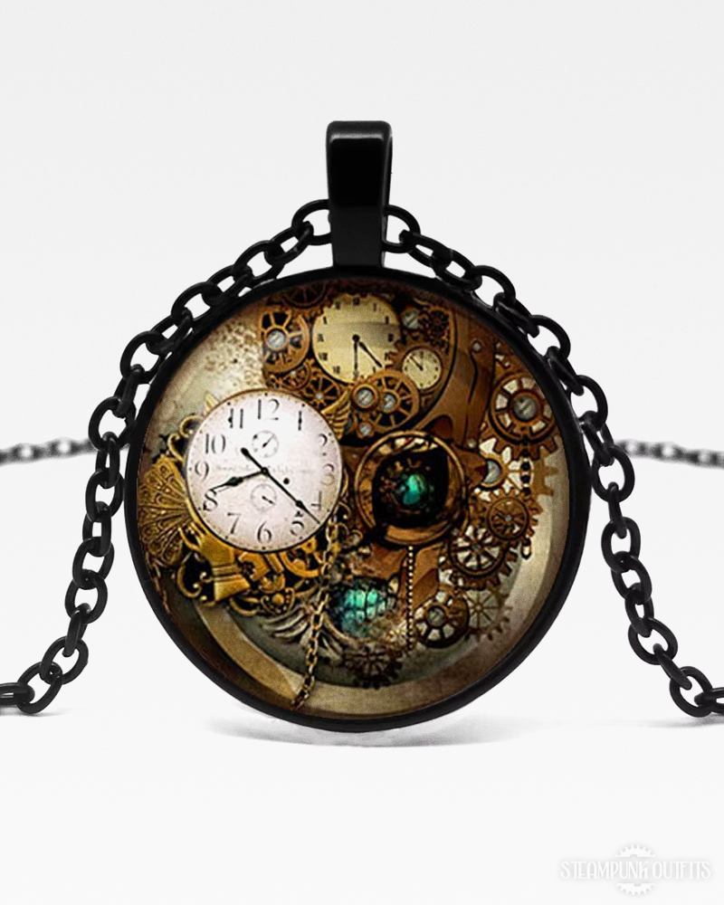 Steampunk Gears And Clocks Necklace