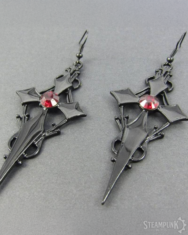 Steampunk Gothic Cross Earrings