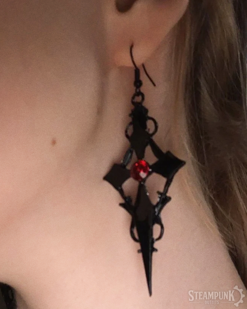 Steampunk Gothic Cross Earrings