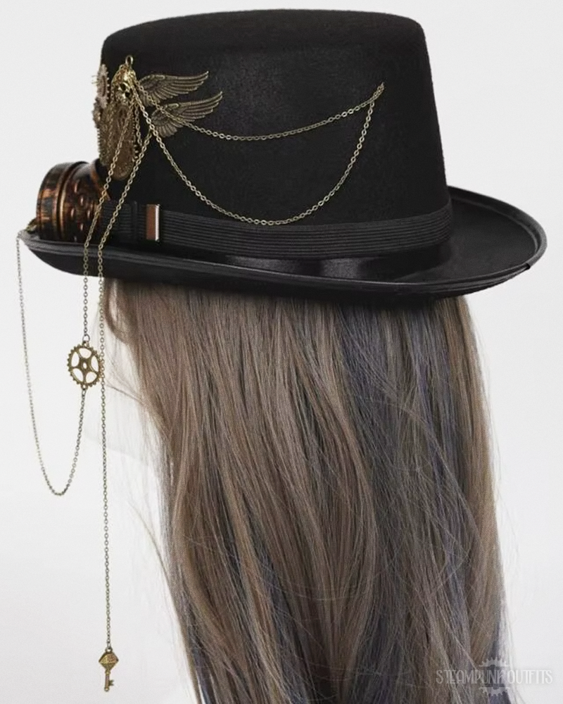 Steampunk Hat And Goggles And Chains