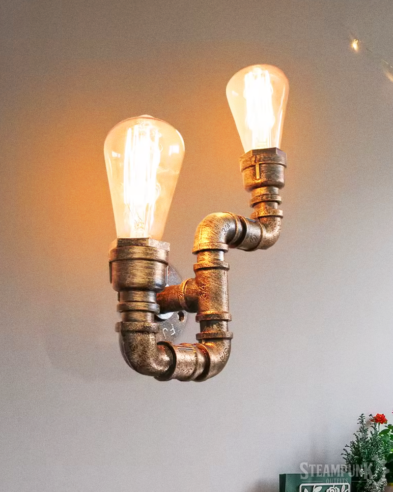 Steampunk Industrial Pipe Wall Lamp