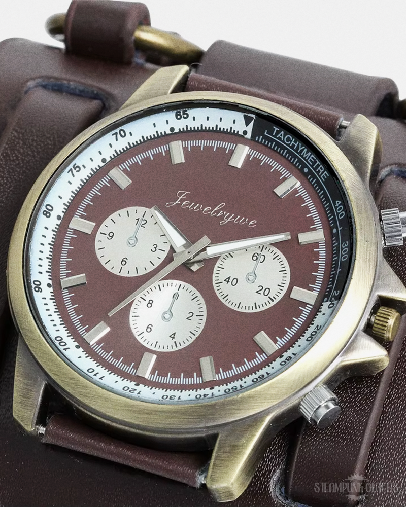Steampunk Leather Cuff Watch