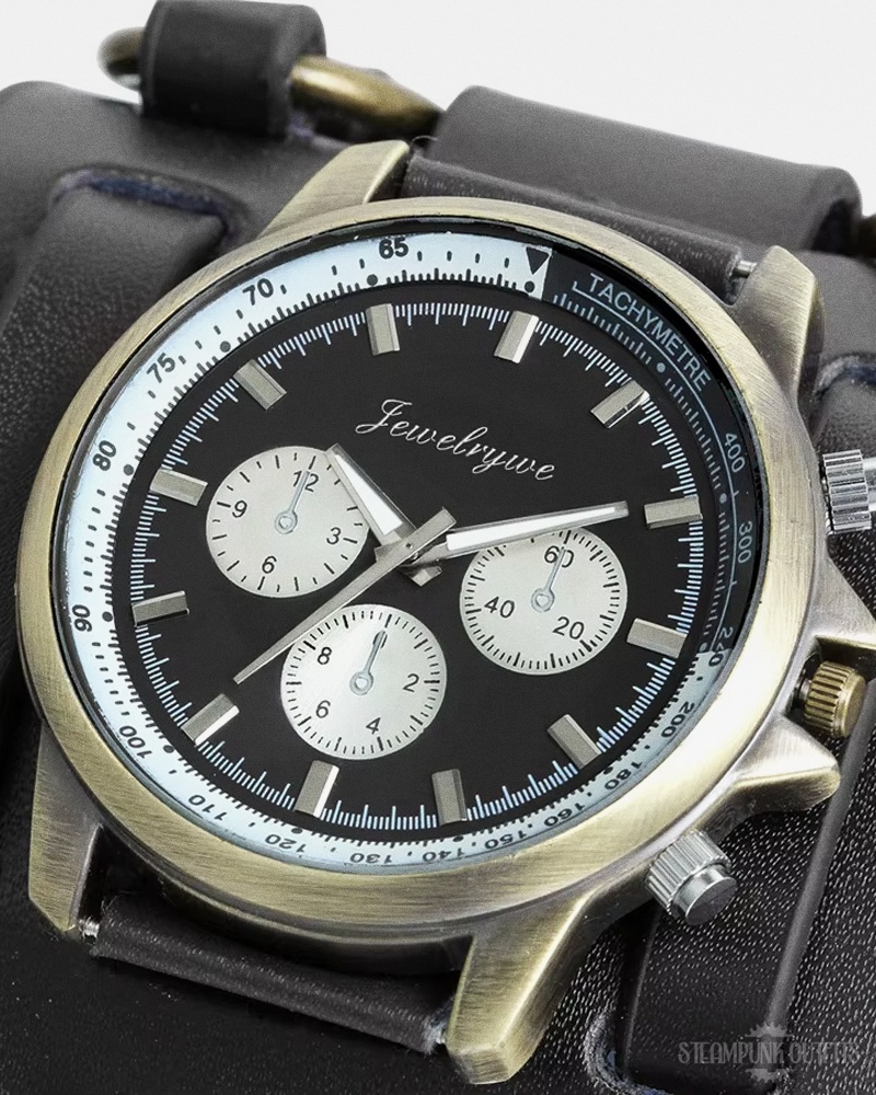 Steampunk Leather Cuff Watch