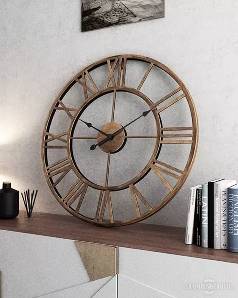 Steampunk Metal Roman Numeral Clock