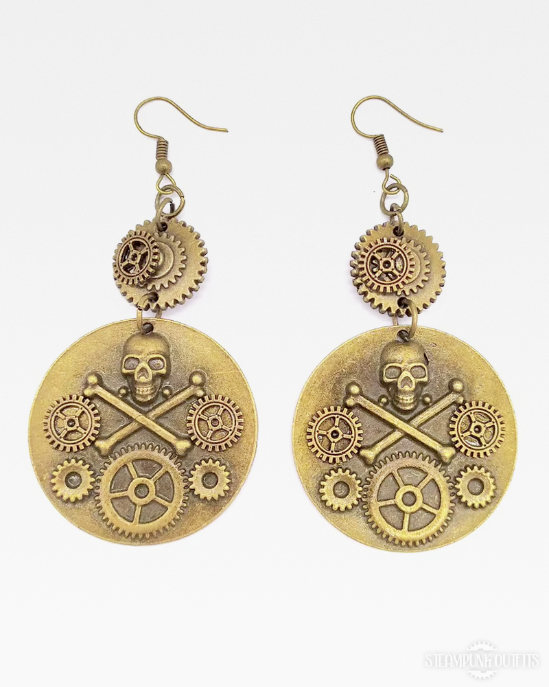 Steampunk Pirate Skull Earrings