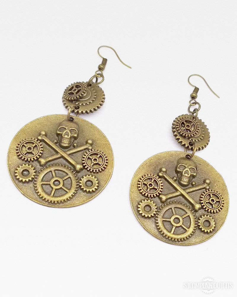 Steampunk Pirate Skull Earrings