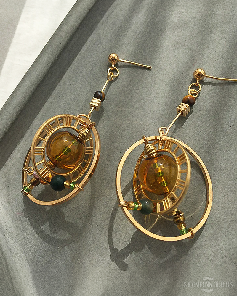 Steampunk Planet Earrings