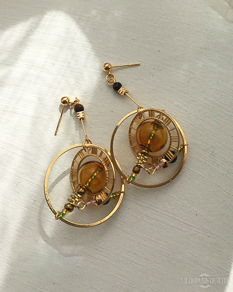 Steampunk Planet Earrings