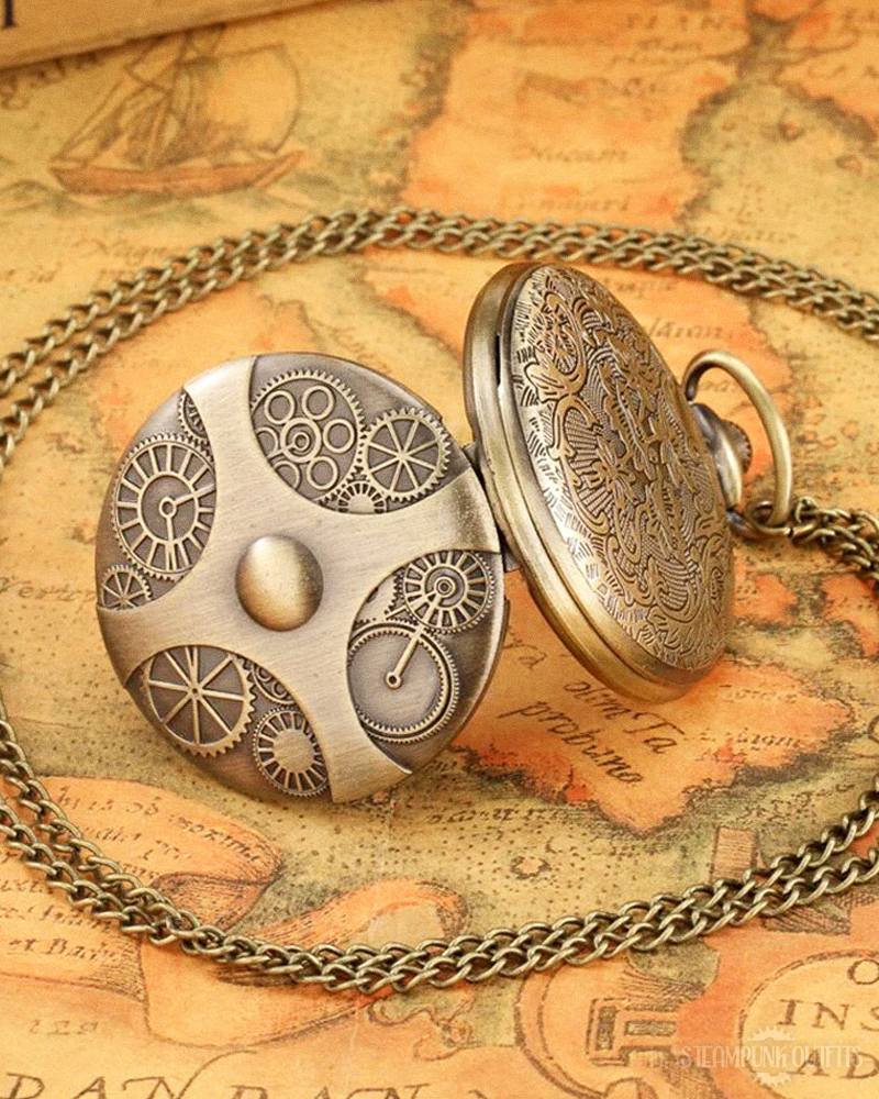 Steampunk Pocket Watch With Gears