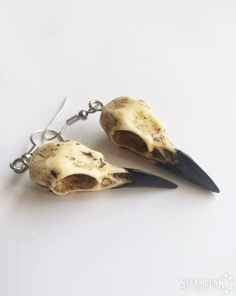 Steampunk Raven Skull Earrings
