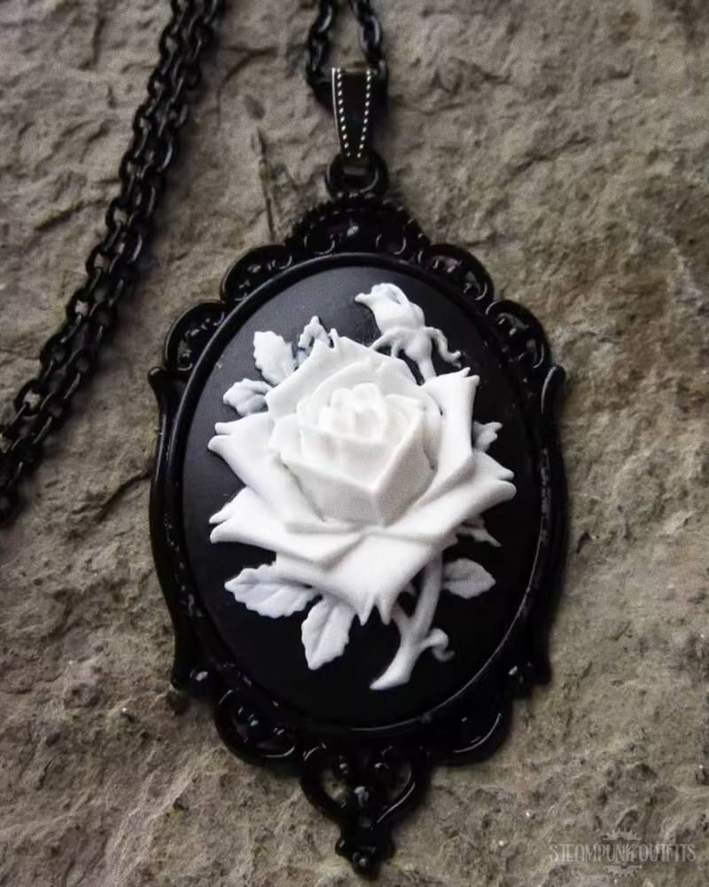 Steampunk Rose Cameo Necklace