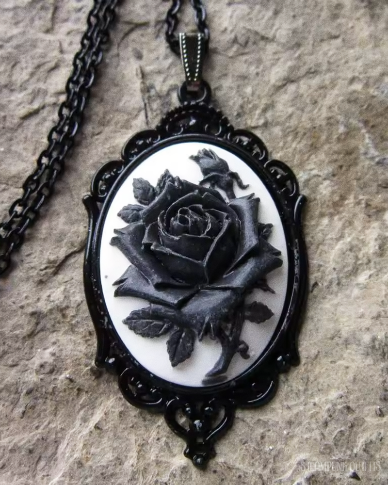 Steampunk Rose Cameo Necklace