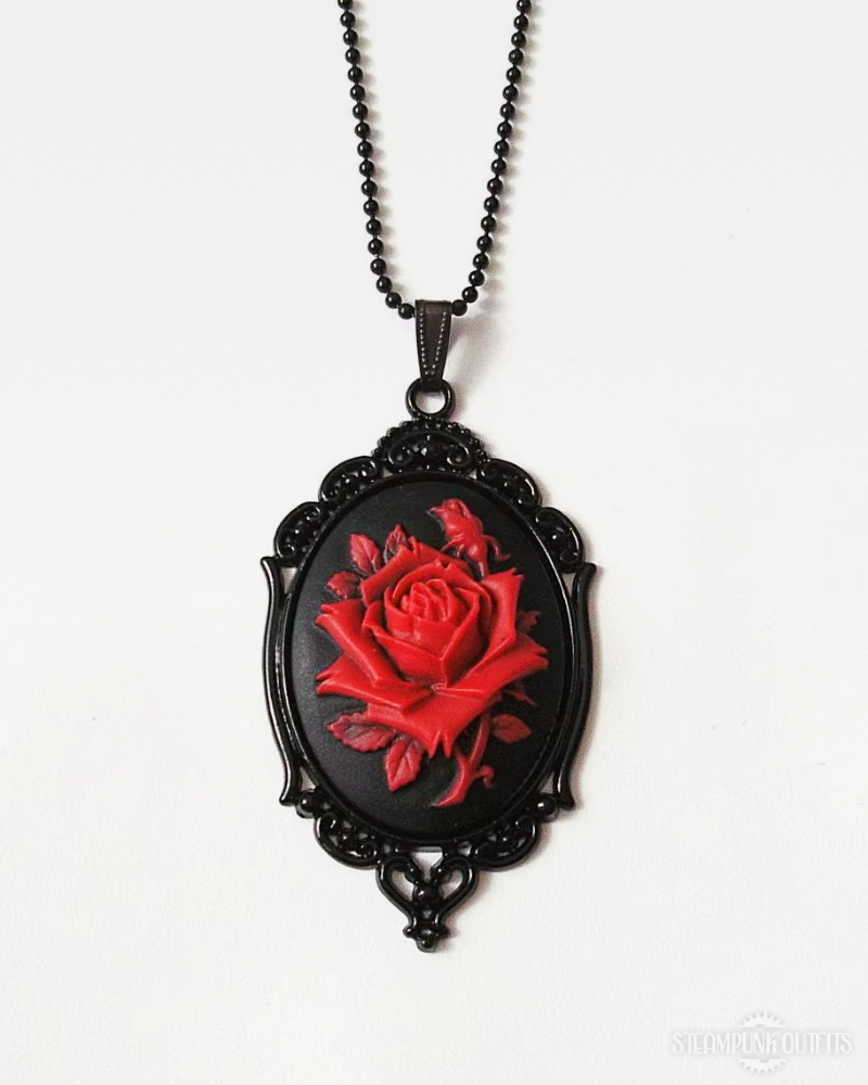 Steampunk Rose Cameo Necklace
