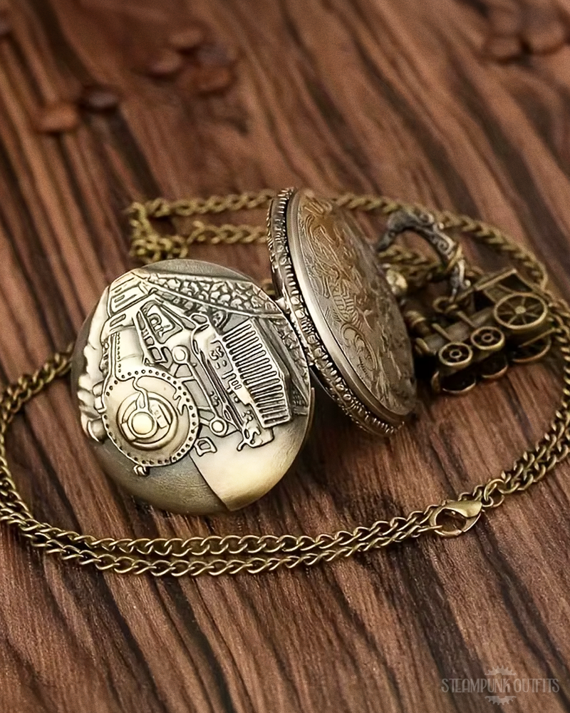 Steampunk Train Pocket Watch