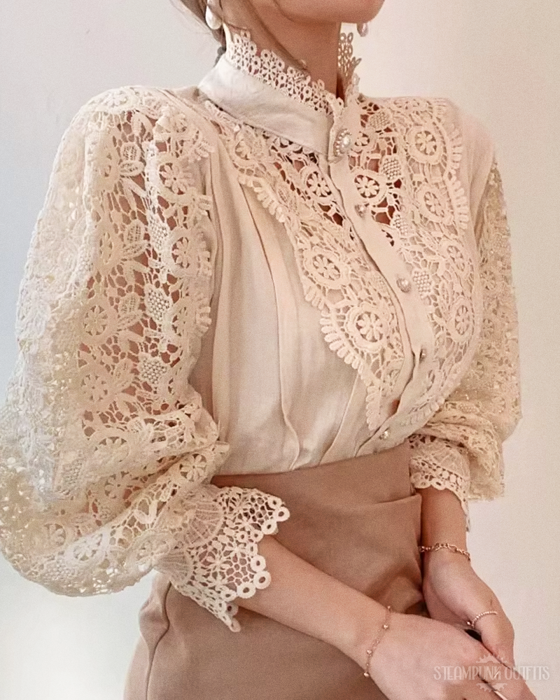 Steampunk Victorian Lace Blouse