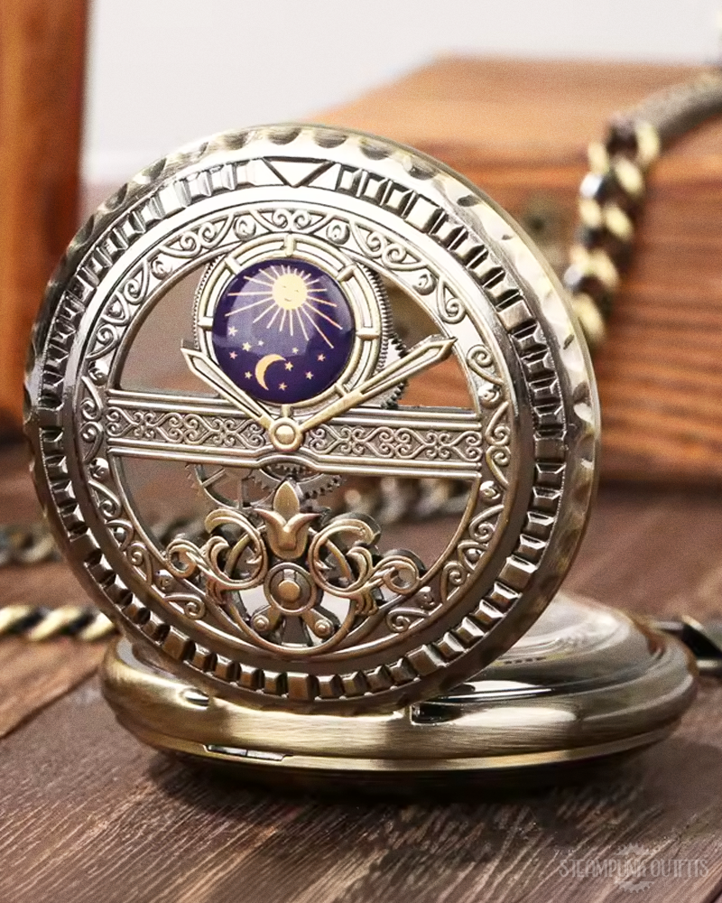 Sun And Moon Steampunk Pocket Watch