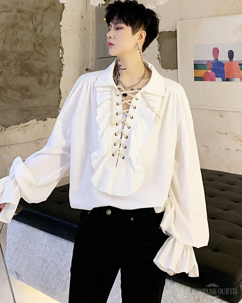 Victorian White Ruffle Blouse