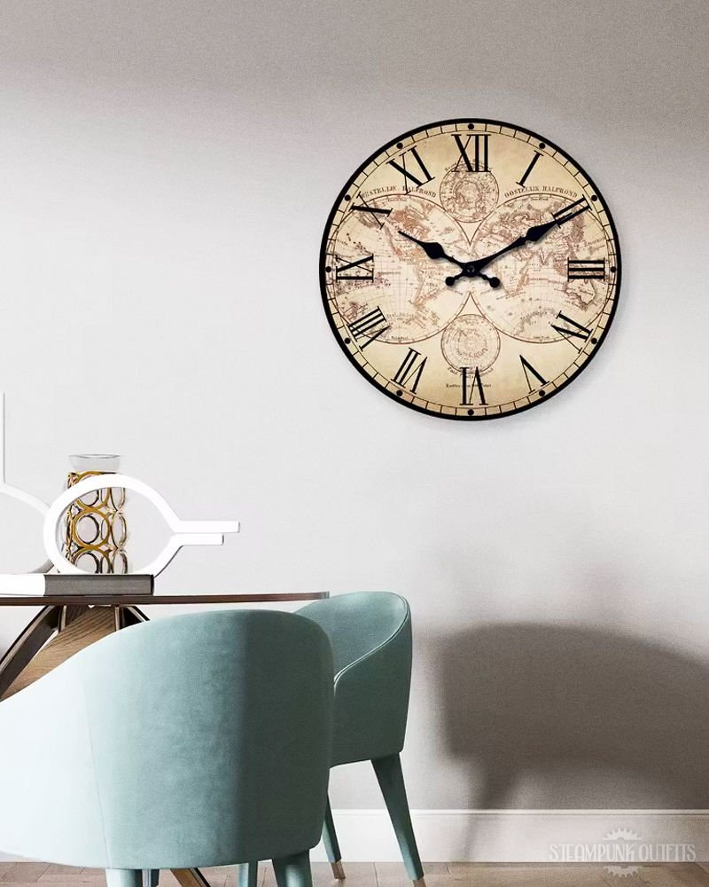 Antique Map Wall Clock