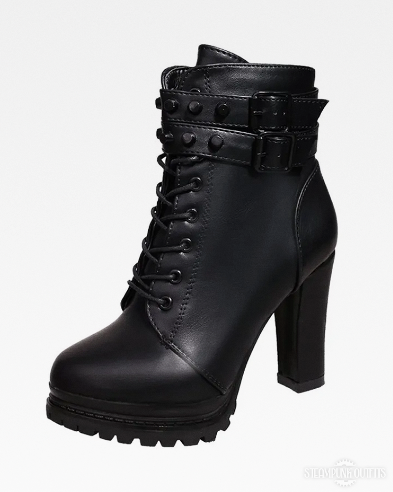 Black Steampunk Ankle Boots