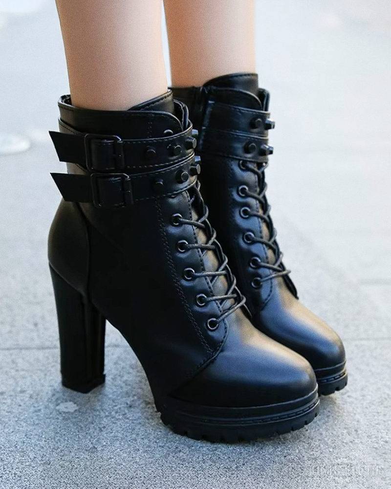 Black Steampunk Ankle Boots